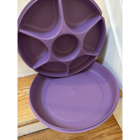TUPPERWARE Serving Center 6-Part Divided Party Veggie Snack & Dip Tray 1665 1667 - Picture 2 of 4